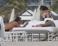 Designer Roberto Cavalli doesn't look like he needs any more sun as he tans in Miami
