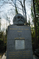 Bust of Karl Marx at his grave in Highgate Cemetery, London - 03 Jan 2010