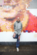 Street artist Ben Eine and his Prince Charles mural