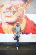 Street artist Ben Eine and his Prince Charles mural