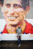 Street artist Ben Eine and his Prince Charles mural