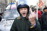 Students demonstrate against higher tuition fees and cuts in University funding, London, Britain - 24 Nov 2010