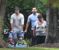 Ricky Martin and Partner Take the Kids for a Stroll