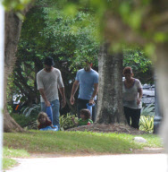 Ricky Martin and Partner Take the Kids for a Stroll