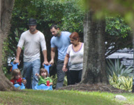 Ricky Martin and Partner Take the Kids for a Stroll