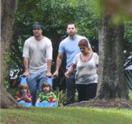 Ricky Martin and Partner Take the Kids for a Stroll