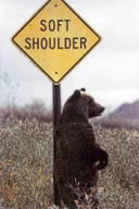Grizzly bear scratches itch again 'soft shoulder' road sign, Denali National Park, Alaska, America - 25 Nov 2010
