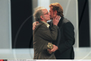 PARIS: 23EME CEREMONIE DES CESARS ,HOMMAGEJEAN LUC GODARD PAR JOHNNY HALLYDAY