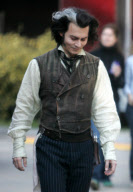 Johnny Depp on the movie set for Sweeney Todd in London, UK