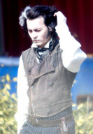 Johnny Depp on the movie set for Sweeney Todd in London, UK