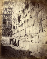 Very early photo of the Wailing Wall/Western Wall, Jerusalem, Israel with Jewish people - 1855