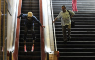 Stairway skiing, Budapest, Hungary - 09 May 2010