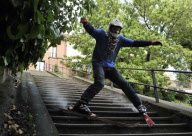 Stairway skiing, Budapest, Hungary - 09 May 2010