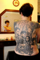 49-year-old Twiiglith fan Cathy Ward gets tattoos of stars covering her entire back, Reading, Berkshire, Britain - 04 Jan 2011