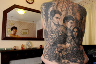 49-year-old Twiiglith fan Cathy Ward gets tattoos of stars covering her entire back, Reading, Berkshire, Britain - 04 Jan 2011