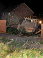 Runaway armoured 'Ranger' vehicle smashes into family home, Portland, Dorset - 11 Jan 2011