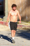 *EXCLUSIVE* Shia LaBeouf goes for a Shirtless Run