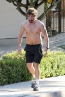 *EXCLUSIVE* Shia LaBeouf goes for a Shirtless Run