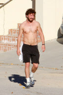 *EXCLUSIVE* Shia LaBeouf goes for a Shirtless Run
