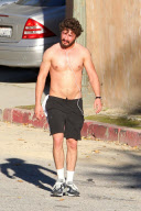 *EXCLUSIVE* Shia LaBeouf goes for a Shirtless Run
