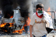 Protests against formation of Hezbollah government, Beirut, Lebanon - 25 Jan 2011