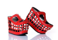 Bizarre high heel shoes by artist Kobi Levi, Tel Aviv, Israel - Sep 2010