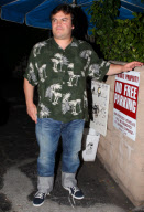 Portly Jack Black flexing his muscles at Matsuhisa