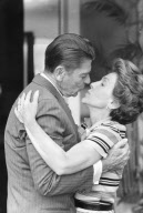 Ronald Reagan kisses wife Nancy