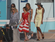 Dannii Minogue and Twiggy in Miami Beach shooting commercial.
