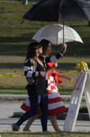 Dannii Minogue and Twiggy in Miami Beach shooting commercial.
