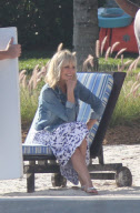 Danii Minogue and modeils in Miami Bech during shotting day