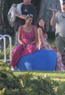 Danii Minogue and modeils in Miami Bech during shotting day