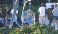 Danii Minogue and modeils in Miami Bech during shotting day