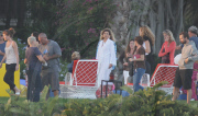 Danii Minogue and modeils in Miami Bech during shotting day