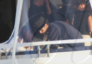 Eva Longoria and boyfriend Eduardo Cruz hopping on a yacht in Miami.