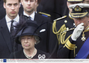 Funeral Of The Queen Mother Tuesday 9th April 2002 Emotions Shows On The Faces Of Prince Charles And The Queen As They Remember The Queen Mother And Her Extraordinary Life. Prince William And Earl Of Wessex Stand Behind.