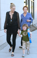 SHARON STONE takes her adopted son QUINN KELLY and her mother DOROTHY STONE shopping