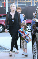 SHARON STONE takes her adopted son QUINN KELLY and her mother DOROTHY STONE shopping