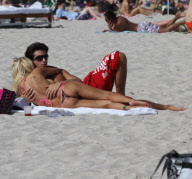 Shauna Sand spent the afternoon frolicking with her young new HUSBAND ! in Miami Beach.
