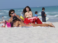 Shauna Sand spent the afternoon frolicking with her young new HUSBAND ! in Miami Beach.
