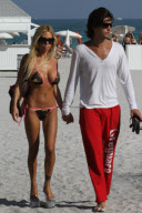 Shauna Sand spent the afternoon frolicking with her young new HUSBAND ! in Miami Beach.