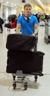 DEREK HOUGH AT HEATHROW AIRPORT