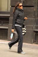 Famke Janssen Walking to the Gym