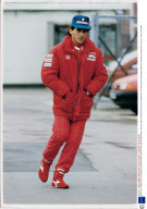Ayrton Senna Walks Past The Wearing His New Marlboro Mclaren Overalls At A Silverstone Test Day. Senna Died 5/94