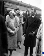 King George VI and Queen Elizabeth, Wolferton Station en route to Sandringham, Norfolk, Britain