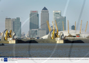 Thames Barrier closed to protect the area from a combined high tide and tidal surge in the Thames Estuary, Woolwich, London, Britain - 09 Nov 2007