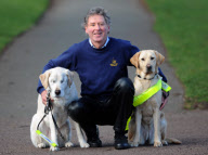 Graham Waspe with his guide dogs Edward and Opal, Stowmarket, Suffolk, Britain - 10 Mar 2011
