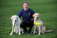 Graham Waspe with his guide dogs Edward and Opal, Stowmarket, Suffolk, Britain - 10 Mar 2011