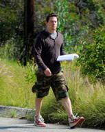 Channing Tatum Studies a Script on a Walk