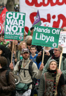 UK-LONDON-SPENDING CUTS-LIBYA-PROTEST